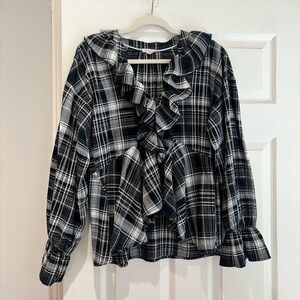 Anthropologie Pilcro Long-Sleeve Ruffled Blouse